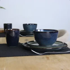 OTIX Dinerborden Bordenset 12 Persoons 26cm Blauw Aardewerk EBONY
