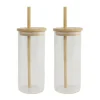OTIX Drinkglazen met Bamboo Deksel met Rietje 2 Stuks 400 ml Waterglazen