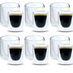 OTIX Dubbelwandige Glazen Koffietassen Koffie en Espresso 12 stuks