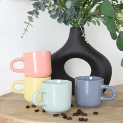 OTIX Espresso Kopjes Koffiekopjes Set van 4 Koffietassen 120 ml Aardewerk