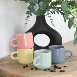 OTIX Espresso Kopjes Koffiekopjes Set van 4 Koffietassen 120 ml Aardewerk