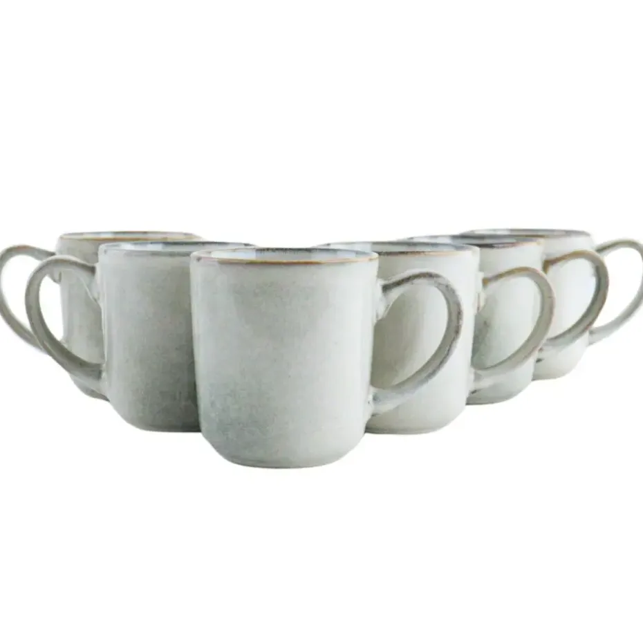 OTIX Koffiekopjes Met Oor Set van 6 Koffietassen Groot Theemok 420ML Aardewer...