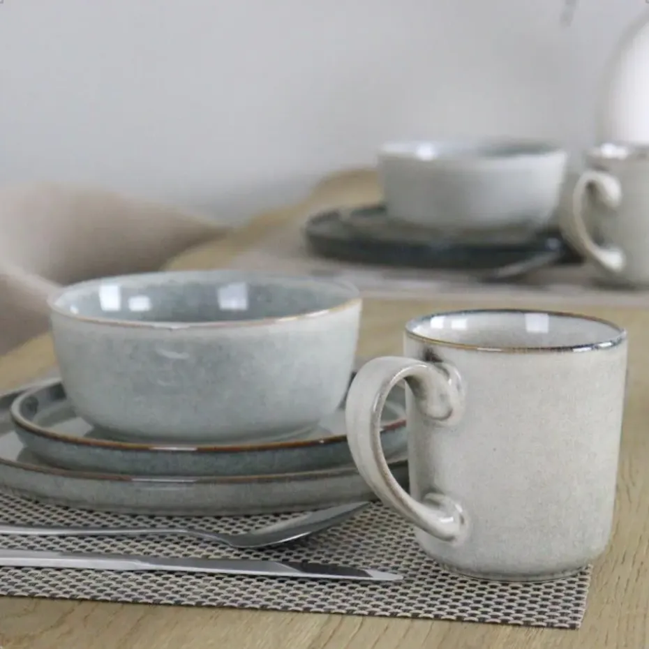 OTIX Koffiekopjes Met Oor Set van 6 Koffietassen Groot Theemok 420ML Aardewer...