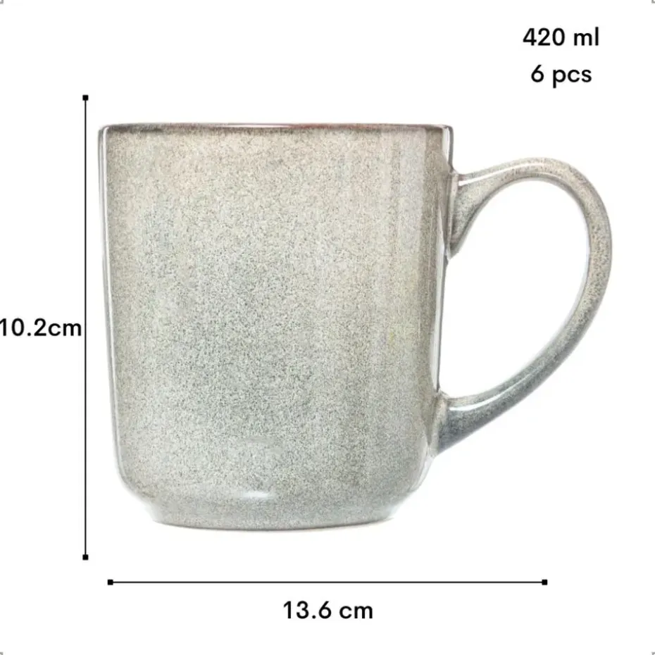 OTIX Koffiekopjes Met Oor Set van 6 Koffietassen Groot Theemok 420ML Aardewer...