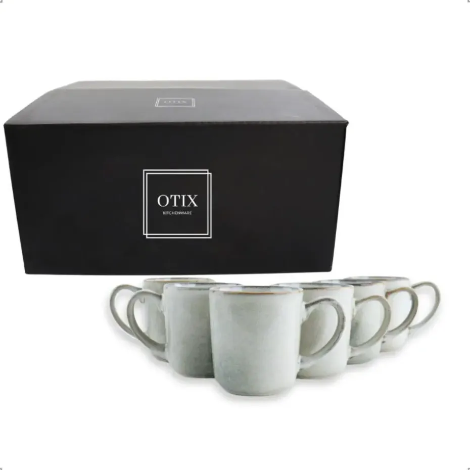OTIX Koffiekopjes Met Oor Set van 6 Koffietassen Groot Theemok 420ML Aardewer...