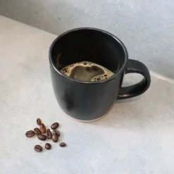 OTIX Koffiekopjes Theemokken Koffietassen Set van 6 Zwart 310 ml Aardewerk