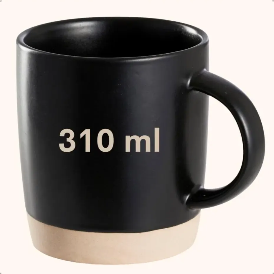 OTIX Koffiekopjes Theemokken Koffietassen Set van 6 Zwart 310 ml Aardewerk