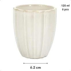 OTIX Koffiekopjes Zonder Oor Set van 6 Koffietas Theemok 120ml SOLIS