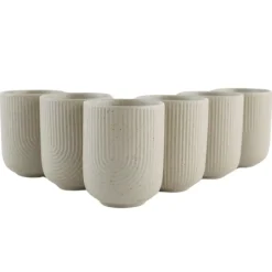 OTIX Koffiekopjes Zonder Oor Set van 6 Koffietassen Theemok 190ml Aardewerk TEAK