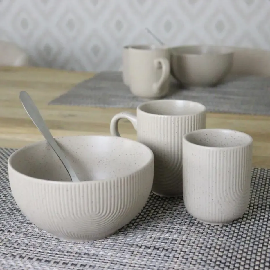 OTIX Koffiekopjes Zonder Oor Set van 6 Koffietassen Theemok 190ml Aardewerk TEAK