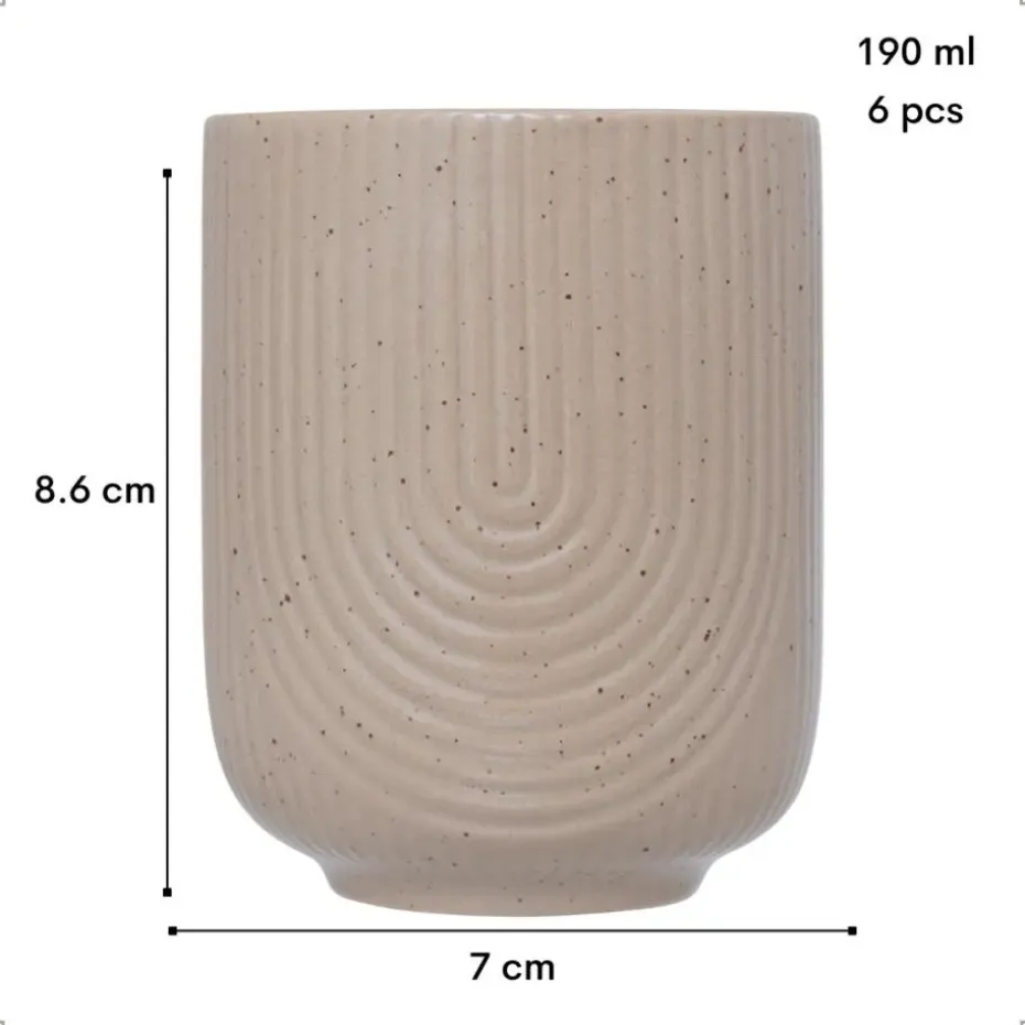 OTIX Koffiekopjes Zonder Oor Set van 6 Koffietassen Theemok 190ml Aardewerk TEAK