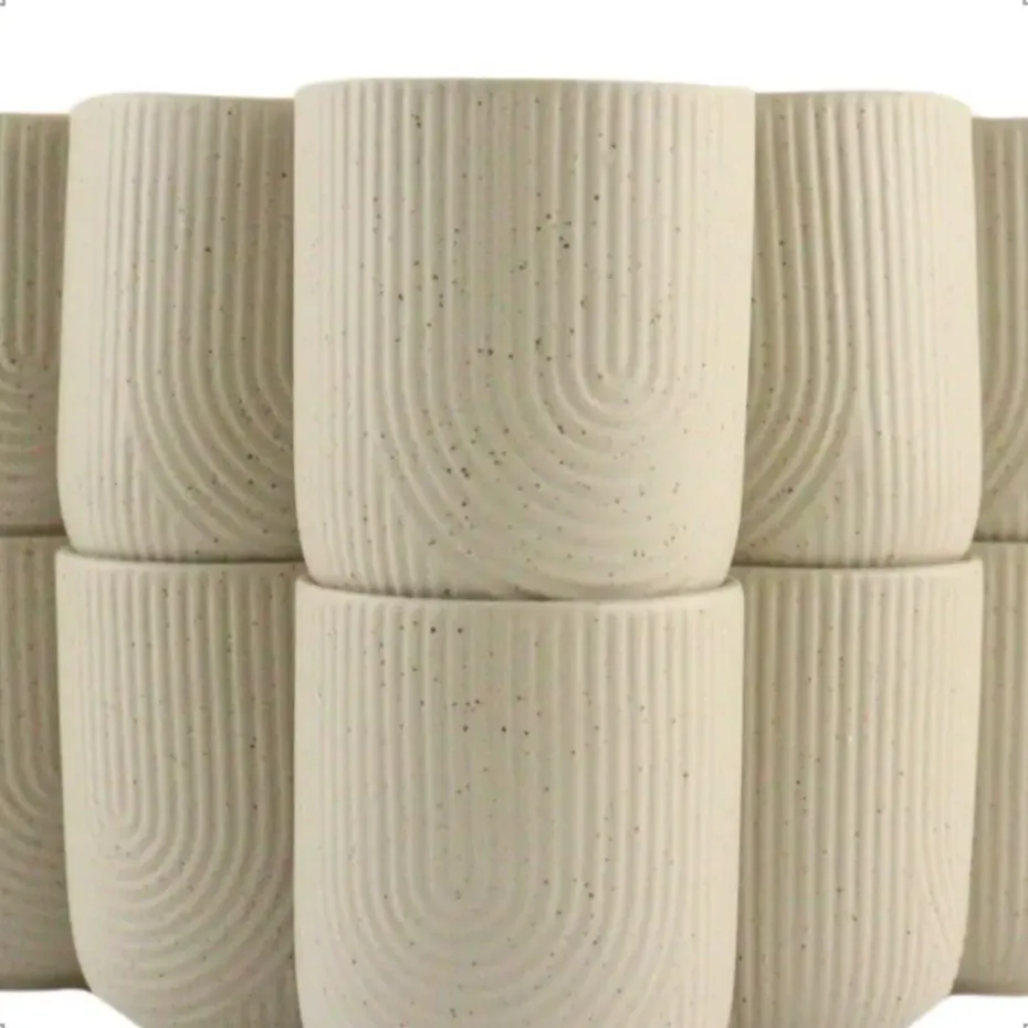 OTIX Koffiekopjes Zonder Oor Set van 6 Koffietassen Theemok 190ml Aardewerk TEAK