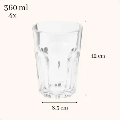 OTIX Limonadeglazen Waterglazen 4 Stuks 36 cl Transparant Glaswerk Stapelbaar