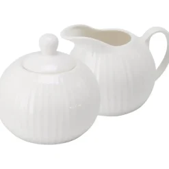 OTIX Melk en Suiker Set Melkkan Suikerpot met Oor Wit Porselein LUNA