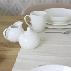 OTIX Melk en Suiker Set Melkkan Suikerpot met Oor Wit Porselein LUNA