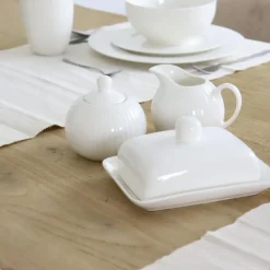 OTIX Melk en Suiker Set Melkkan Suikerpot met Oor Wit Porselein LUNA