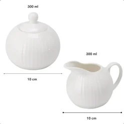 OTIX Melk en Suiker Set Melkkan Suikerpot met Oor Wit Porselein LUNA