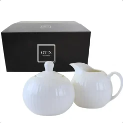 OTIX Melk en Suiker Set Melkkan Suikerpot met Oor Wit Porselein LUNA