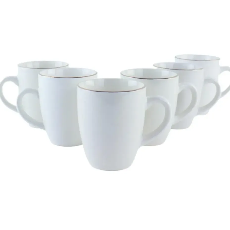 OTIX Mokken Set Wit met Goud 200ml Porselein 6 stuks DAISY