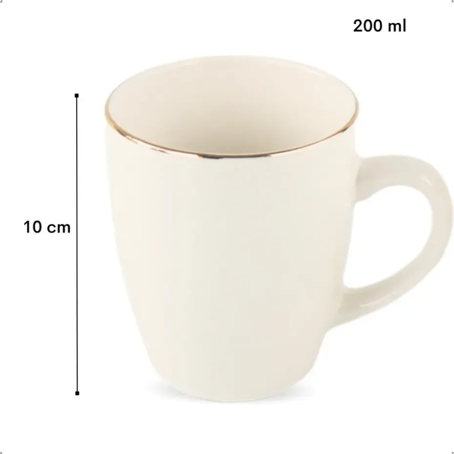 OTIX Mokken Set Wit met Goud 200ml Porselein 6 stuks DAISY