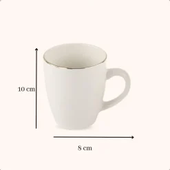 OTIX Mokken Set Wit met Goud 200ml Porselein 6 stuks DAISY