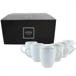 OTIX Mokken Set Wit met Goud 200ml Porselein 6 stuks DAISY