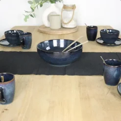 OTIX Ontbijtborden 12 Persoons 21cm Dessertbord Blauw Aardewerk EBONY