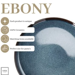 OTIX Ontbijtborden 12 Persoons 21cm Dessertbord Blauw Aardewerk EBONY