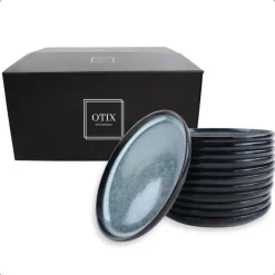 OTIX Ontbijtborden 12 Persoons 21cm Dessertbord Blauw Aardewerk EBONY