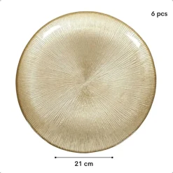 OTIX Ontbijtborden 6 Persoons Goud Glitter Dessertborden 21cm Glas