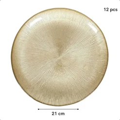 OTIX Ontbijtborden 12 Persoons Goud Glitter Dessertborden 21cm Glas