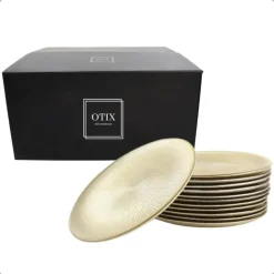 OTIX Ontbijtborden 12 Persoons Goud Glitter Dessertborden 21cm Glas