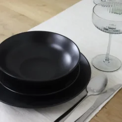 OTIX Ontbijtborden Bordenset van 12 Stuks 21cm Zwart Aardewerk IVY