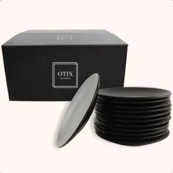 OTIX Ontbijtborden Bordenset van 12 Stuks 21cm Zwart Aardewerk IVY