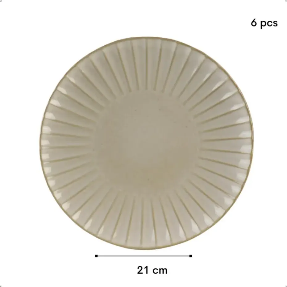 OTIX Ontbijtbordenset 6 Persoons Desertbord 21cm Wit Keramiek SOLIS