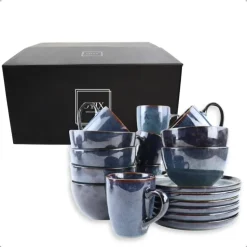 OTIX Serviesset 6 Persoons met Bordenset Soepkommen 600ml Koffiekopjes 350ml...