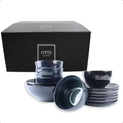 OTIX Serviesset 6 Persoons met Bordenset Soepkommen Serveerschaal EBONY