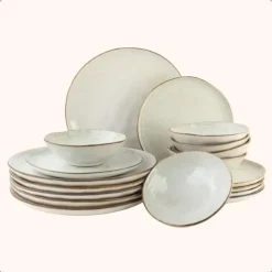 OTIX Serviesset Bordenset 6 Persoons 18-delig Beige Keramiek LILY