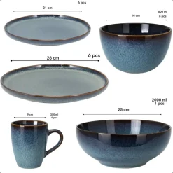 OTIX Serviesset 25-delig Bordenset Saladeschaal Koffiekopjes Ontbij...