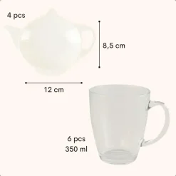 OTIX Theeglazen 6 stuks met 4 Theezakjeshouders Porcelein 350 ml Glas