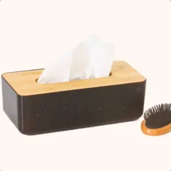 OTIX Tissue box Houder Zwart 26x13.2x8.8 cm Bamboe en kunststof