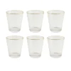 OTIX Waterglazen Set van 6 Stapelbaar 350 ml Met gouden rand Reliëf Ribbel