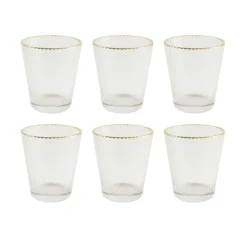 OTIX Waterglazen Set van 6 Stapelbaar 350 ml Met gouden rand Reliëf Ribbel