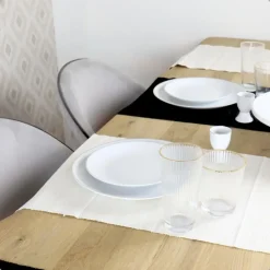 OTIX Waterglazen Set van 6 Stapelbaar 350 ml Met gouden rand Reliëf Ribbel