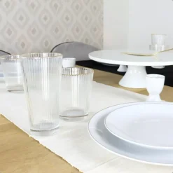 OTIX Waterglazen Set van 6 Stapelbaar 350 ml Met gouden rand Reliëf Ribbel