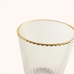 OTIX Waterglazen Set van 6 Stapelbaar 350 ml Met gouden rand Reliëf Ribbel