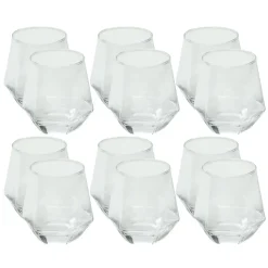 OTIX Waterglazen Set van 12 300ml Diamant vorm Transparant Glas