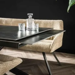 Ovale eettafel zwart Sophie industrieel 180x90 cm - Keramiek - Zwart