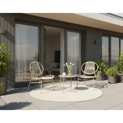 OVARO - Bistroset - Beige - PE rotan