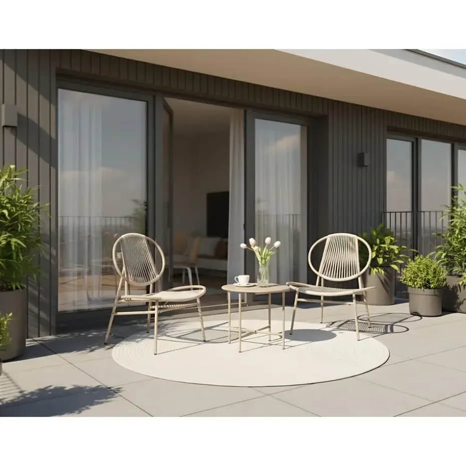 OVARO - Bistroset - Beige - PE rotan